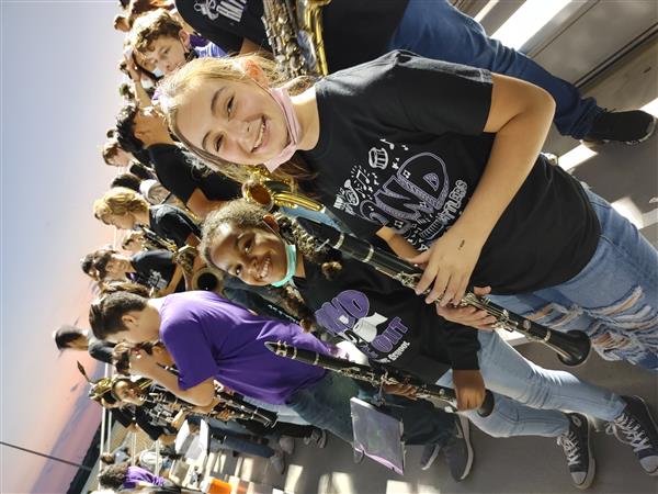 Little Rattler Night: Middle School students in football stands.